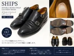 SHIPS ダブルモンクストラップ レザーシューズ黒 UK7 25.5cmのサムネイル