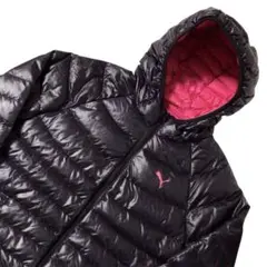 PUMA GOLF ライトダウンジャケット パーカー 黒ピンク S 美品