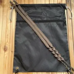 ナップサック パラコード 黒 白 無地 ワンショルダー Y2K グランジ sk8