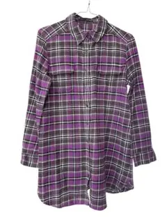 22 OCTOBRE チェックシャツ　アウター　パープル系　M レディース