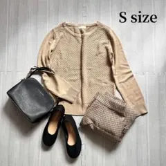 【コーデ売り】長袖ニット＋チェック柄スカート フェミニン　カジュアル　秋服　S