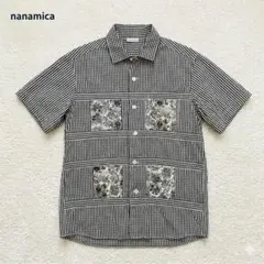 nanamica ナナミカ　パッチワーク　ギンガムチェック 半袖シャツ 花柄のサムネイル