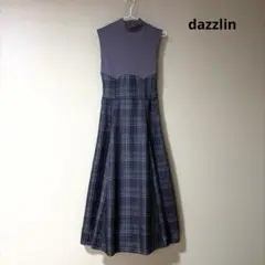dazzlin チェックノースリーブコルセットワンピース グレー Sサイズ