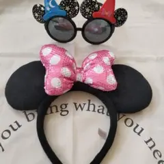 ミニーマウスカチューシャ＆ミッキーサングラスセット