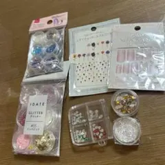 ネイルパーツセット 、グリッターとシール