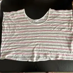 UNIQLO ホワイト ピンクスボーダーTシャツ