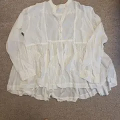 【美品】グリーンレーベル 全方位映えブラウス インド綿 レーヨン ホワイト F