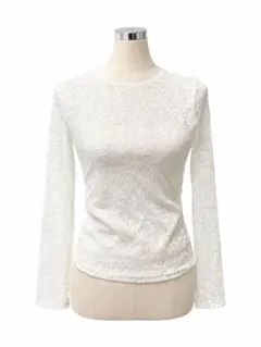 【SHEIN】レース 長袖トップス ホワイト