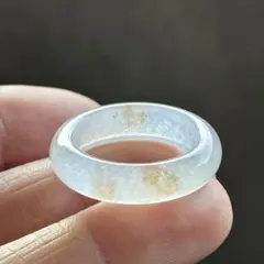 ミャンマー産天然本翡翠 A貨 氷種 水色ラベンダー くり抜きリング 約10