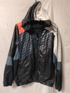 adidas ナイロンジャケット ウインドブレーカー 切替デザイン 黒 メンズL