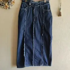 ★bigstar★ ダークブルーデニムタイトスカート！ダメージ加工がお洒落！！