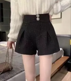 ハイウエスト黒ショートパンツ S