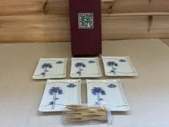 龍峰窯 白磁竹林 銘々皿5枚 菓子切付 箱入のサムネイル