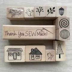 木製スタンプセット Thank You SEW Much! はんこ