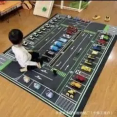 プレイマット 駐車場デザイン トミカ パーキング ラグ ミニカー 玩具 子供部屋