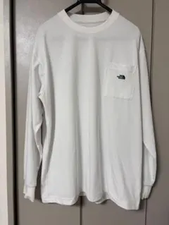 新品THE NORTH FACE ホワイト長袖　XL肩胸ポケット刺繍ロンT