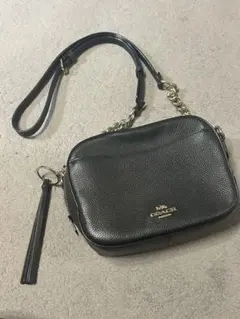COACH ショルダーバッグ カメラバッグ ペブルレザー チェーン ブルー
