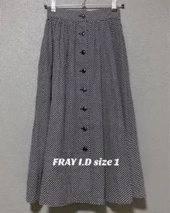 FRAY I.D ドットスカート ロング フレア 前ボタン ブラック 春夏
