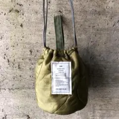 【HＢ1104】ショルダー ミリタリー ライナーリメイクペイシェントバッグ　巾着