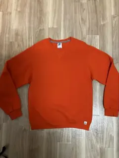00s RUSSELL ATHLETIC スウェット 無地 オレンジ S 前V