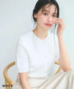 ホワイト ノースリーブ シャツ パール襟 セルフォード ジャス 