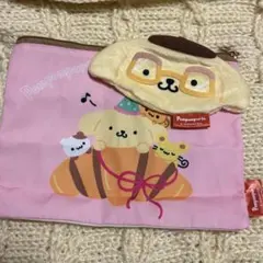 ポムポムプリン スクエアポーチ　ふわふわフェイスポーチ　メガネ