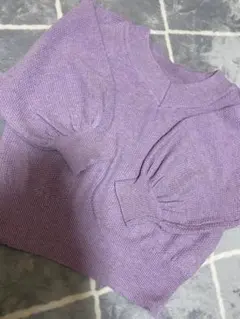 パープル バルーンスリーブ ニット