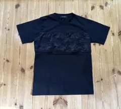 ナノユニバース 迷彩ジャガード生地切り替えTシャツ