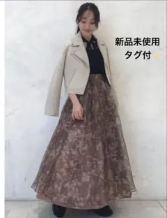 MERCURY DUO オーガンジーフラワーリバーシブルフレアスカート
