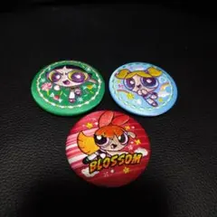 パワーパフガールズ　刺繍缶バッチ　ビスケット