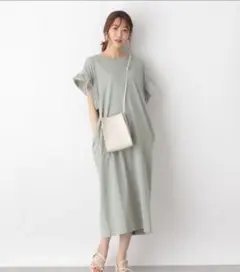 GLOBAL WORK フリル袖 カットソーワンピース
