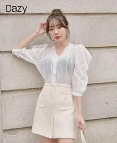 ブラウス　半袖　七分丈　シースルー　シアー　シャツ　白