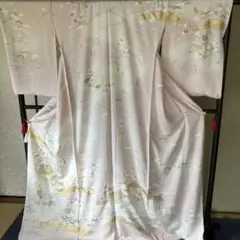 正絹 訪問着 黄色からし色系 仮絵羽 未仕立て 八掛付き 新品 美品 