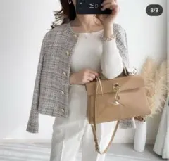 ZARA ザラ　ノーカラー　ツイードジャケット　金ボタン　Mサイズ