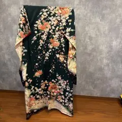 振袖 深緑 桜 豪華絢爛　フルセット