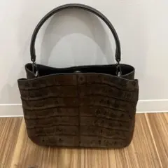 ブラウン シルキーテイル　レザーハンドバッグ