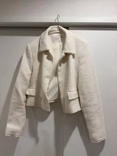 ZARA ホワイト ノーカラージャケット