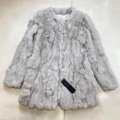 新品未使用 最高級レッキス 毛皮 定価55000円 ノーカラー コート
