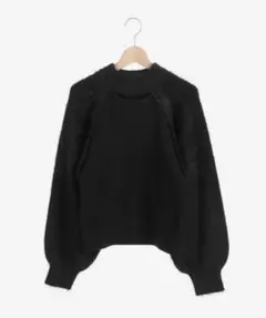 マジェスティックレゴン　フロントオープンシャギーニット ブラック