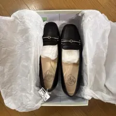 【新品・未使用】　牛革ローファーパンプス　ブラック　22.5