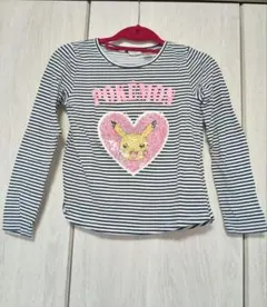 H&M　長袖トップス　ピカチュウ　ポケモン　140cm　スパンコール　ボーダー