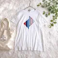 Z◇エレガンス＊イタリア製◇ 半袖Tシャツ 白 幾何学プリント 綿×モダールのサムネイル