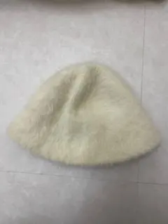 ファー素材 バケットハット クリーム色