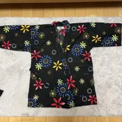 花柄甚平 黒　M〜L レディース