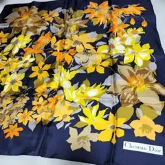 クリスチャンディオール ◎黒花柄 大判スカーフ 85cm×85cm - メルカリ