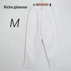 c5104【リシェグラマー】ホワイト デニム パンツ M テーパード ゆったりめ