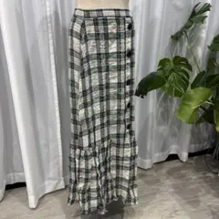 ZARA チェック柄 ロングフレアスカート　XS