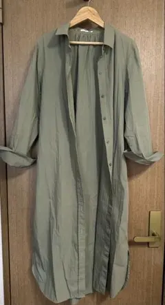 綿混ナイロン ロングシャツ サイドポケット2つ付き Lサイズ