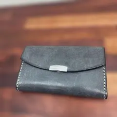 【ハンドメイド】名刺入れ ロロマレザー黒 レザークラフト