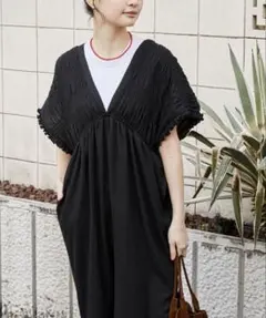 サロペットオーバーオール 「AIRY DAY」シャーリング フリル カット M